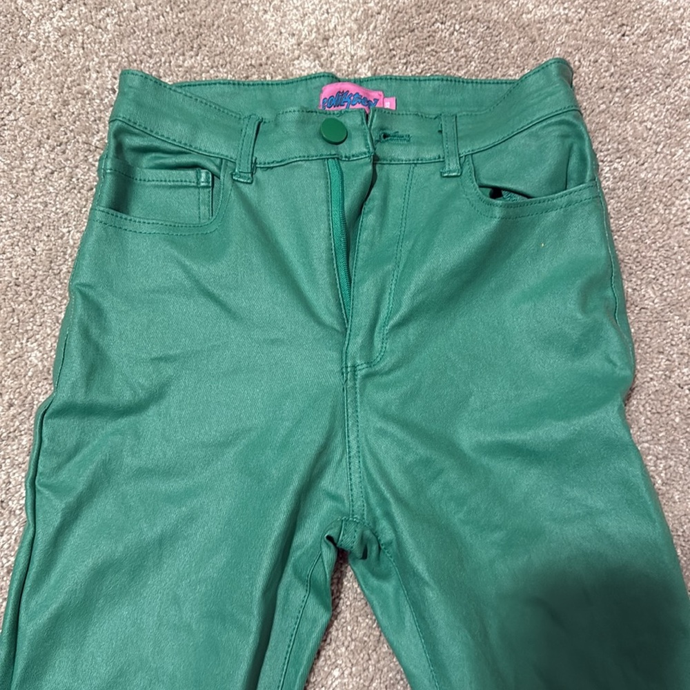 EDIKTED GREEN LEATHER PANTS